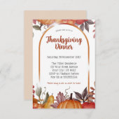 Invitation Dîner de Thanksgiving de citrouille florale modern (Devant / Derrière)