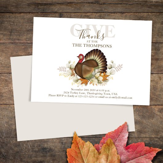 Invitation Dîner de Thanksgiving de dinde à l'aquarelle d'aut