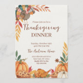 Invitation Dîner de Thanksgiving de dinde patchwork fantaisis (Devant)