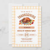 Invitation Dîner de Thanksgiving de dinde rustique Gingham au (Devant)