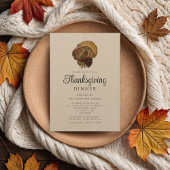Invitation Dîner de Thanksgiving de dinde rustique vintage