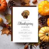 Invitation Dîner de Thanksgiving de dinde vintage