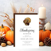Invitation Dîner de Thanksgiving de dinde vintage