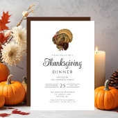 Invitation Dîner de Thanksgiving de dinde vintage