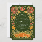 Invitation Dîner de Thanksgiving de la dinde de citrouille d' (Devant)