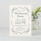 Invitation Dîner de Thanksgiving Dessin à Main Doodle Fantais (Debout devant)