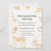 Invitation Dîner de Thanksgiving dessiné à la main dans le st (Devant)