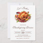 Invitation Dîner de Thanksgiving Dinde Automne Moderne Chic (Devant)