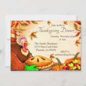Invitation Dîner de Thanksgiving Dîner dinde Citrouille à tar (Devant)