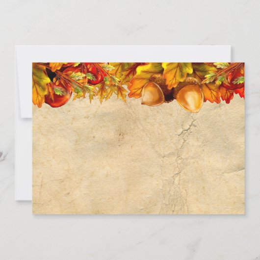 Invitation Dîner de Thanksgiving Dîner dinde Citrouille à tar (Dos)