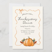 Invitation Dîner de Thanksgiving écriture manuscrite Citrouil (Devant)