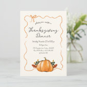 Invitation Dîner de Thanksgiving écriture manuscrite Citrouil (Debout devant)