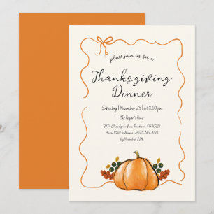 Invitation Dîner de Thanksgiving écriture manuscrite Citrouil