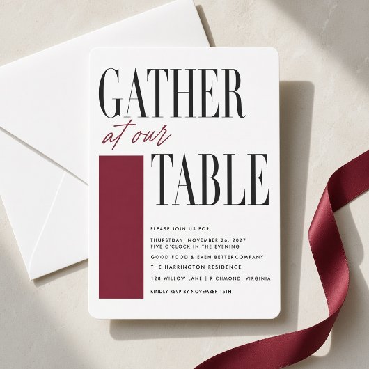 Invitation Dîner de Thanksgiving éditorial Bourgogne