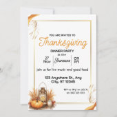 Invitation Dîner de Thanksgiving élégant (Devant)