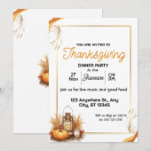 Invitation Dîner de Thanksgiving élégant (Devant / Derrière)
