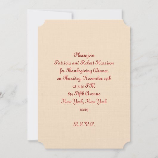 Invitation Dîner de Thanksgiving| Élégant (Devant)