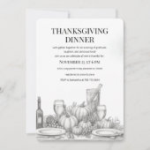Invitation Dîner de Thanksgiving Élégant Dessiné à la Main (Devant)