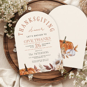 Invitation Dîner de Thanksgiving élégant rustique