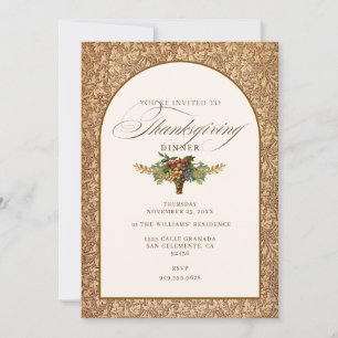 Invitation Dîner de Thanksgiving élégant vintage