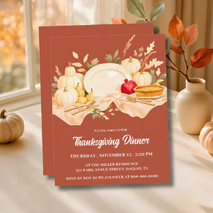 Invitation Dîner de Thanksgiving en terre cuite élégant