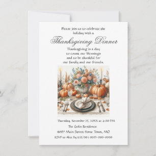 Invitation Dîner de Thanksgiving entre amis de la famille dan