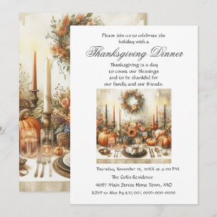 Invitation Dîner de Thanksgiving entre amis et famille en Aut