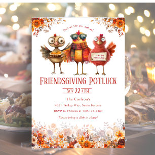 Invitation Dîner de Thanksgiving entre amis Potluck Dinde Mig