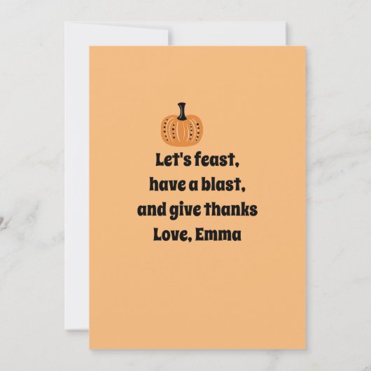 Invitation Dîner de Thanksgiving fantaisiste (Dos)