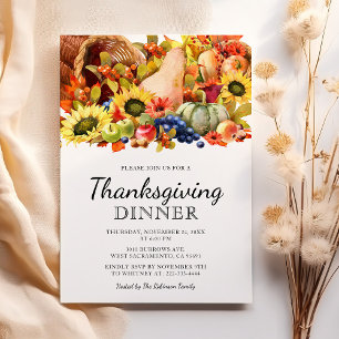 Invitation Dîner de Thanksgiving Fête d'Automne