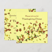 Invitation Dîner de Thanksgiving FEUILLES D'AUTOMNE (Devant / Derrière)