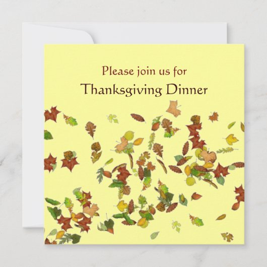 Invitation Dîner de Thanksgiving FEUILLES D'AUTOMNE (Devant)