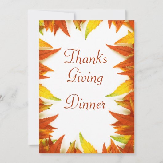 Invitation Dîner de Thanksgiving Feuilles d'automne Double fa (Devant)