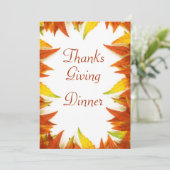 Invitation Dîner de Thanksgiving Feuilles d'automne Double fa (Debout devant)