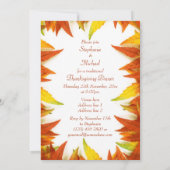 Invitation Dîner de Thanksgiving Feuilles d'automne Double fa (Dos)