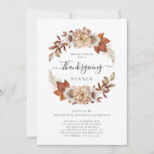 Invitation Dîner de Thanksgiving Fleurs d'automne rustiques (Devant)
