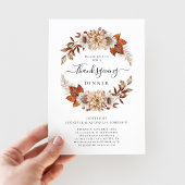Invitation Dîner de Thanksgiving Fleurs d'automne rustiques