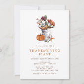 Invitation Dîner de Thanksgiving floral (Devant)