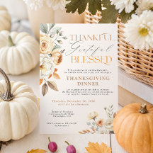 Dîner de Thanksgiving Floral Automnal Élégant Rust