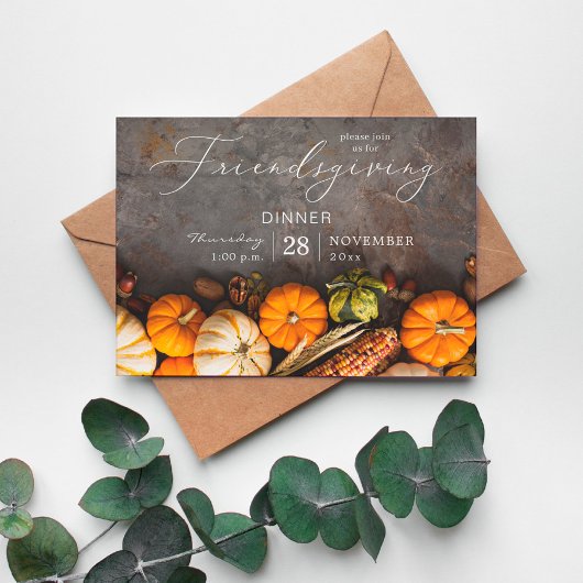 Invitation Dîner de Thanksgiving Friendsgiving Citrouilles