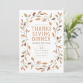 Invitation Dîner de Thanksgiving Frontière feuille Whimsical (Debout devant)
