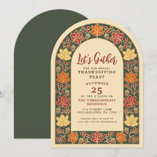 Invitation Dîner de Thanksgiving Gland & Feuilles d'Automne A