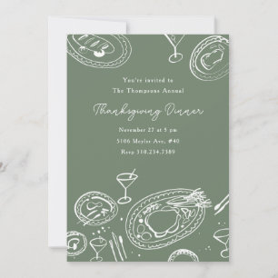 Invitation Dîner de Thanksgiving illustré de vacances