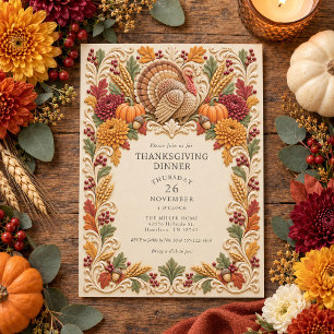 Invitation Dîner de Thanksgiving jubilé d'automne de dinde co