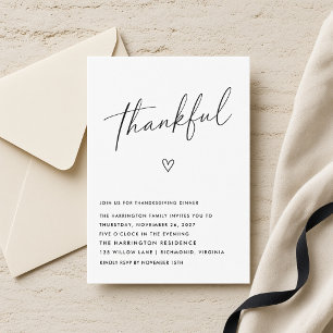 Invitation Dîner de Thanksgiving minimal et reconnaissant
