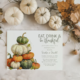 Invitation Dîner de Thanksgiving minimaliste à la citrouille
