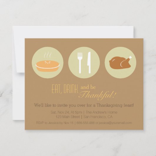 Invitation Dîner de Thanksgiving Moderne Minimaliste (Devant)