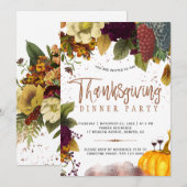 Invitation Dîner de Thanksgiving moderne rustique de récolte (Devant / Derrière)