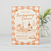 Invitation Dîner de Thanksgiving Orange Gingham (Debout devant)