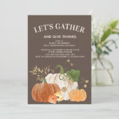 Invitation Dîner de Thanksgiving Oranges Citrouilles Blanches (Debout devant)